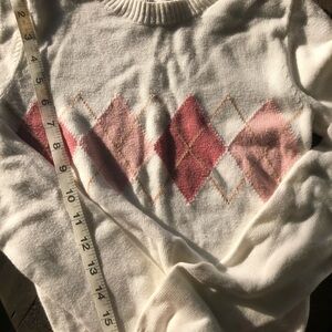 Hollister Argyle Patterned Sweater - cream and pink